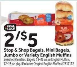 Stop & Shop Bagels, Mini Bagels, Jumbo or Variety English Muffins