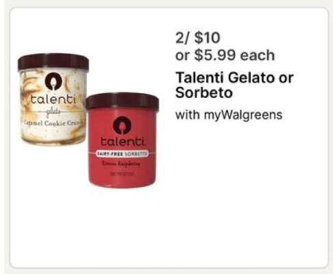 Talenti Gelato or Sorbeto