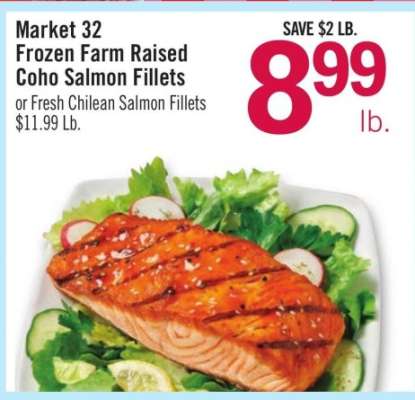 Market 32 Frozen Farm Raised Coho Salmon Fillets
