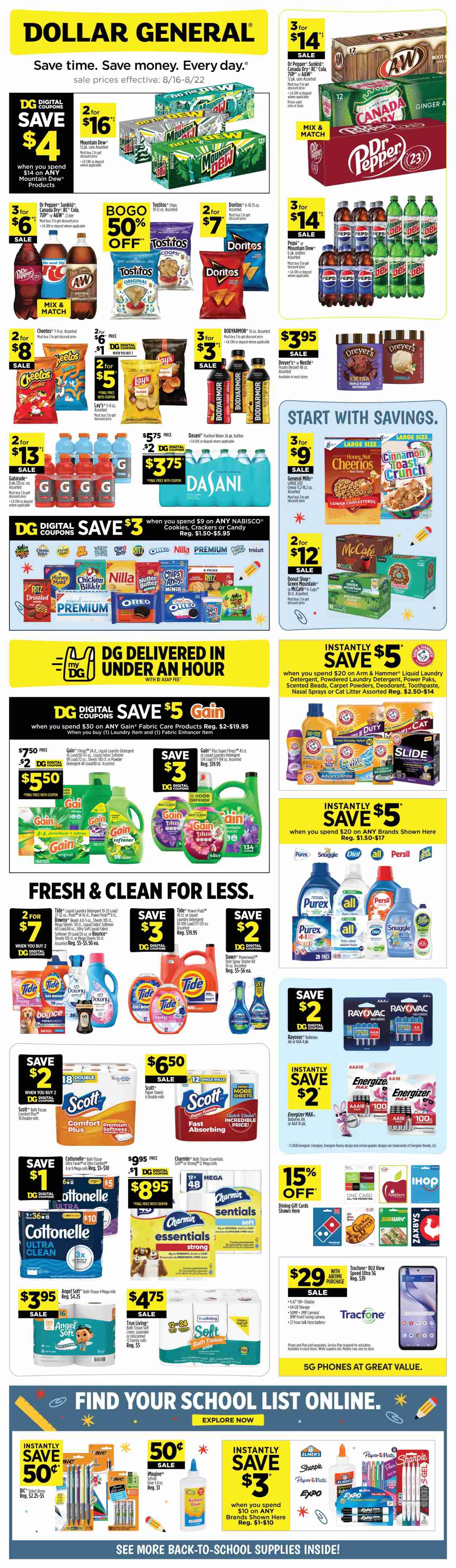 Dollar General ad - 08/16/2026 - 08/22/2026. Page 1