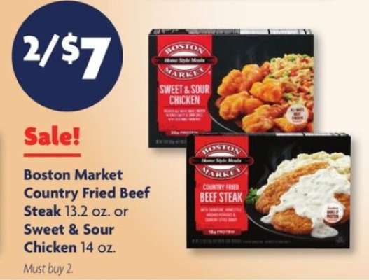 Boston Market Country Fried Beef Steak or Sweet & Sour Chicken