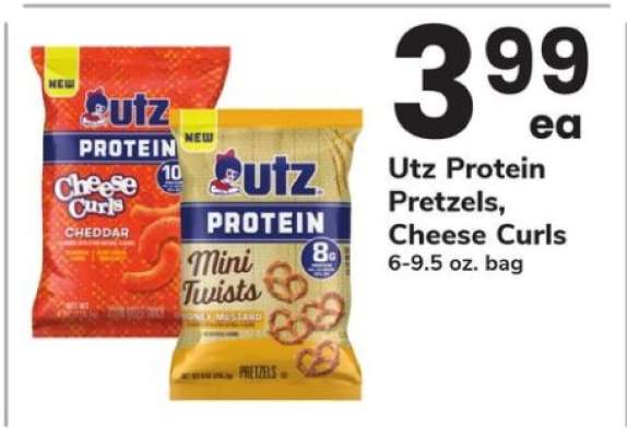 Utz Protein Pretzels, Cheese Curls