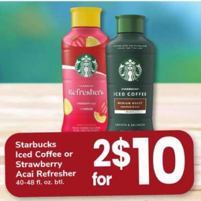 Starbucks Iced Coffee or Strawberry Acai Refresher