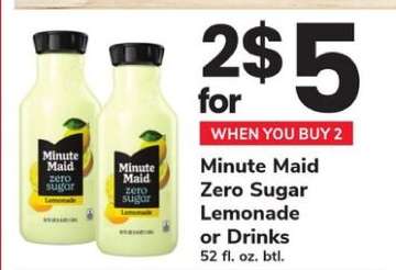 Minute Maid Zero Sugar Lemonade or Drinks