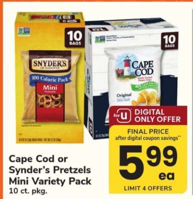 Cape Cod or Snyder’s Pretzels Mini Variety Pack