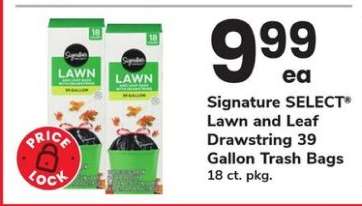 Signature SELECT Lawn and Leaf Drawstring 39 Gallon Trash Bags