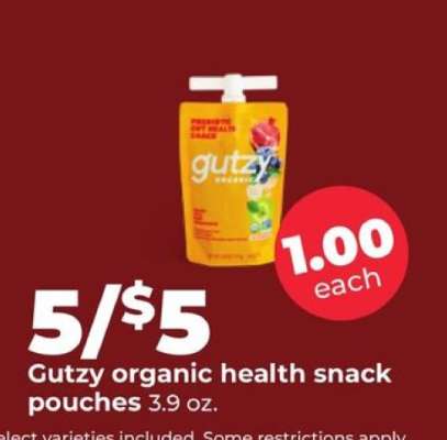 Gutzy organic health snack pouches
