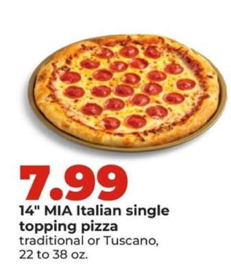 14" MIA Italian single topping pizza