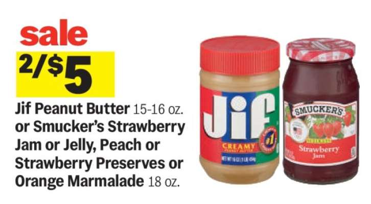 Jif Peanut Butter or Smucker's Jam/Jelly