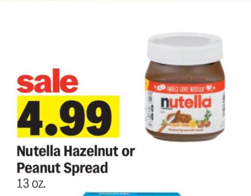 Nutella Hazelnut or Peanut Spread