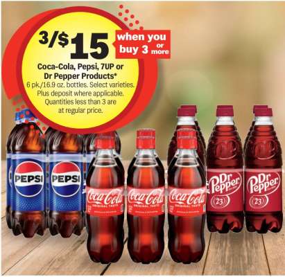 Coca-Cola, Pepsi, 7UP or Dr Pepper Products*