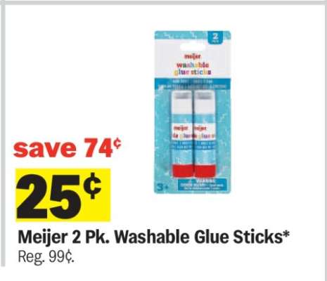 Meijer 2 Pk. Washable Glue Sticks