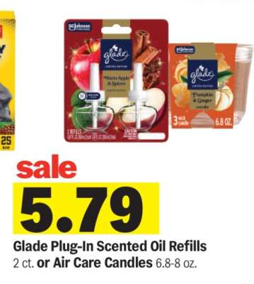 Glade Plug-In Scented Oil Refills or Air Care Candles