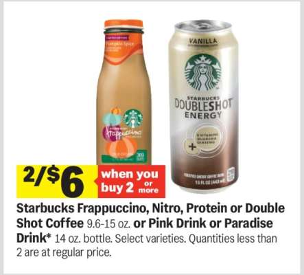 Starbucks Frappuccino, Nitro, Protein or Double Shot Coffee