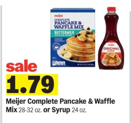 Meijer Complete Pancake & Waffle Mix or Syrup
