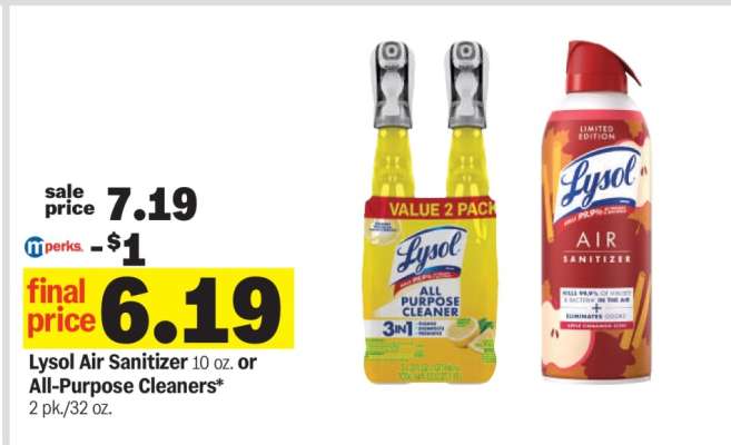 Lysol Air Sanitizer or All-Purpose Cleaners