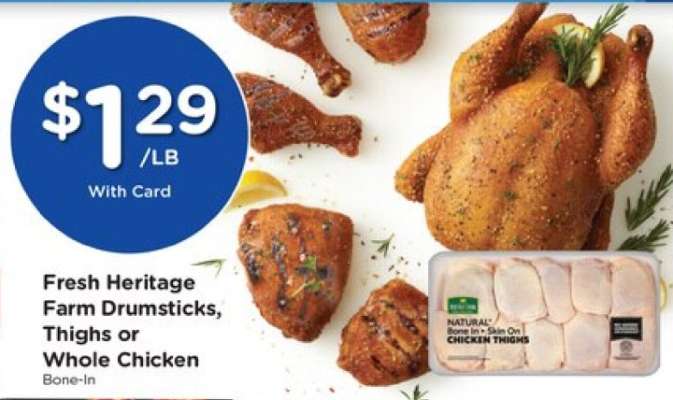 Fresh Heritage Farm Drumsticks, Thighs or Whole Chicken