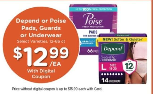 Depend or Poise Pads, Guards or Underwear