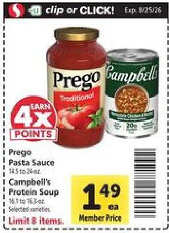 Prego Pasta Sauce & Campbell's Protein Soup