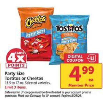 Party Size Tostitos or Cheetos