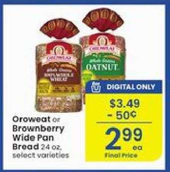 Oroweat or Brownberry Wide Pan Bread