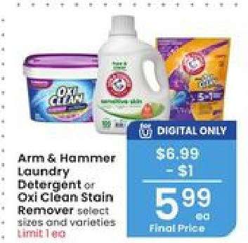 Arm & Hammer Laundry Detergent or Oxi Clean Stain Remover