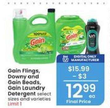 Gain Flings, Downy and Gain Beads, Gain Laundry Detergent