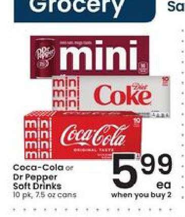 Coca-Cola or Dr Pepper Soft Drinks