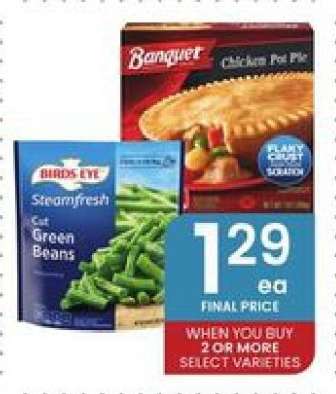 Banquet Chicken Pot Pie & Birds Eye Steamfresh Cut Green Beans