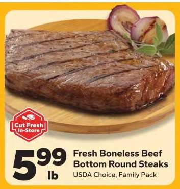 Fresh Boneless Beef Bottom Round Steaks