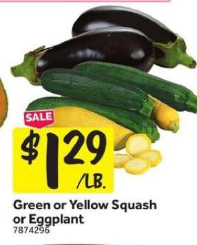 Green or Yellow Squash or Eggplant