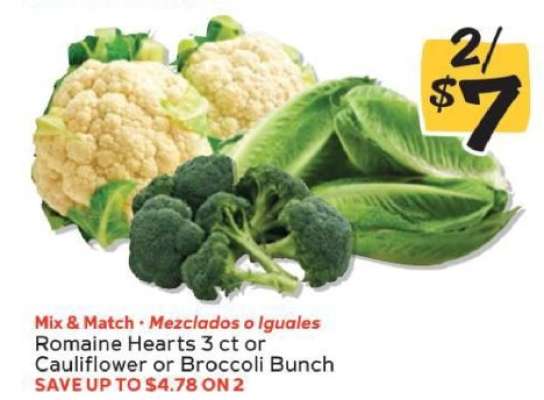 Romaine Hearts, Cauliflower, or Broccoli Bunch