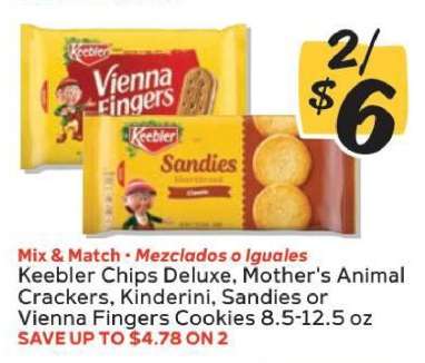Keebler Chips Deluxe, Mother's Animal Crackers, Kinderini, Sandies or Vienna Fingers Cookies