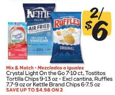 Crystal Light, Tostitos, Ruffles, Kettle Brand