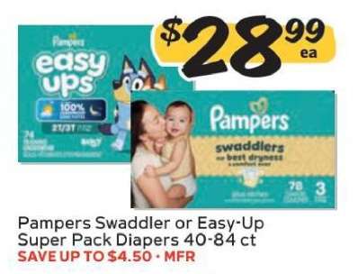 Pampers Swaddler or Easy-Up Super Pack Diapers