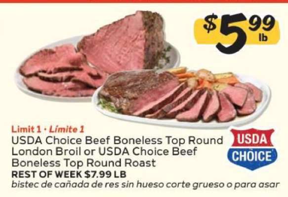 USDA Choice Beef Boneless Top Round