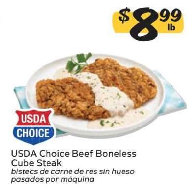 USDA Choice Beef Boneless Cube Steak
