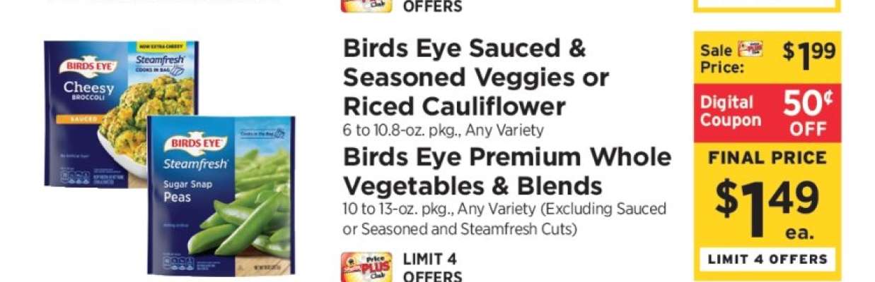 Birds Eye Sauced & Seasoned Veggies or Riced Cauliflower