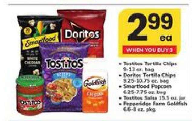 Tostitos, Doritos, Smartfood, Tostitos Salsa, Pepperidge Farm Goldfish