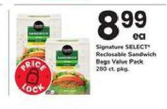 Signature SELECT Reclosable Sandwich Bags