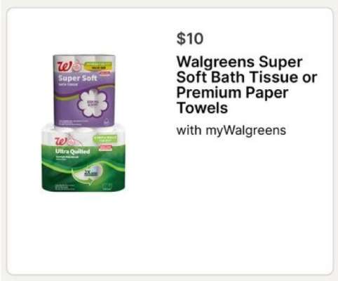 Walgreens Super Soft Bath Tissue or Premium Paper Towels