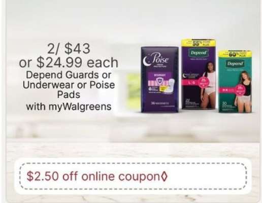 Depend Guards or Underwear or Poise Pads