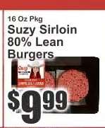 Suzy Sirloin 80% Lean Burgers