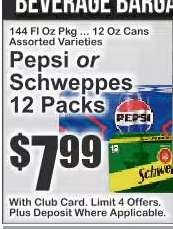 Pepsi or Schweppes 12 Packs