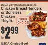 Chicken Breast Tenders or Boneless Chicken Thighs