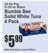 Bumble Bee Solid White Tuna 4 Pack