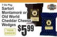 Sartori Montamoré or Old World Cheddar Cheese Wedges
