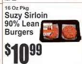 Suzy Sirloin 90% Lean Burgers