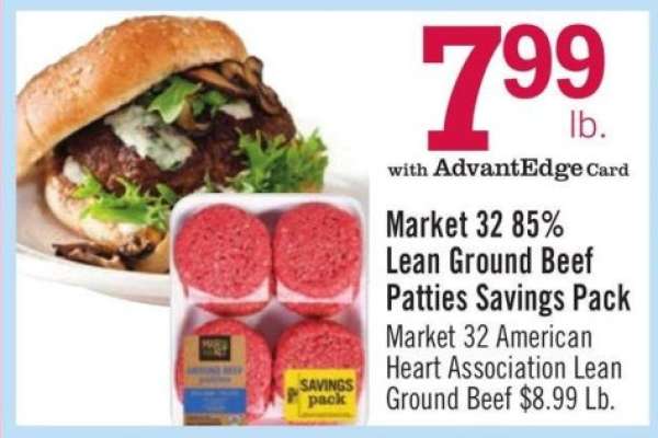 Market 32 85% Lean Ground Beef Patties Savings Pack