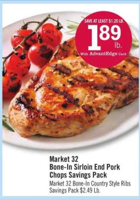Market 32 Bone-In Sirloin End Pork Chops Savings Pack